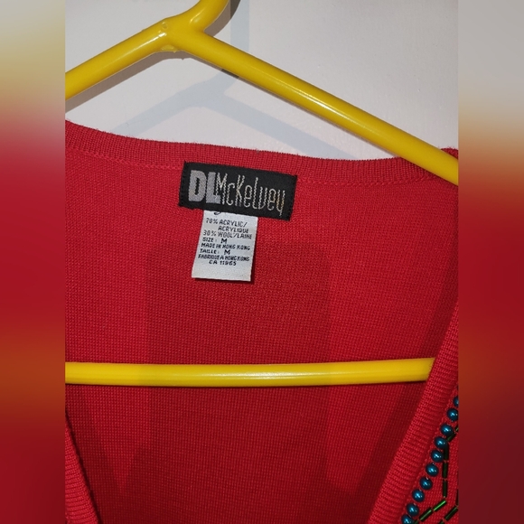 Vintage DL Mckelvey Cardigan Sweater Seed Beads And Dream Catchers Size Medium - Picture 8 of 10